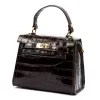  Dámska kožená kabelka Luka 19-17 MN CROCO hnedá, cez rameno 23 x 19 x 12 cm