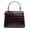  Dámska kožená kabelka Luka 19-17 MN CROCO hnedá, cez rameno 23 x 19 x 12 cm