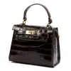  Dámska kožená kabelka Luka 19-17 MN CROCO hnedá, cez rameno 23 x 19 x 12 cm