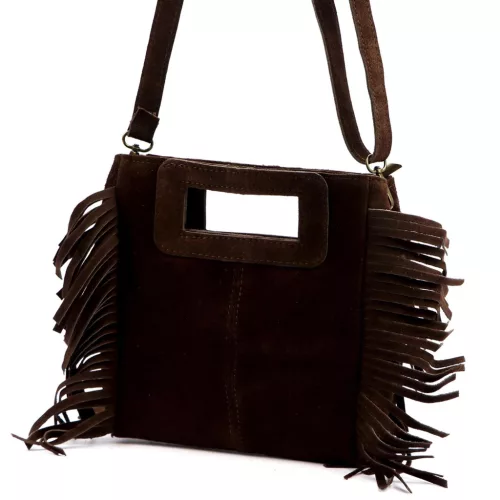  Dámska kožená kabelka Luka 25-072 tmavohnedá, crossbody 32 x 30 x 6 cm