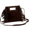  Dámska kožená kabelka Luka 25-072 tmavohnedá, crossbody 32 x 30 x 6 cm