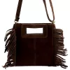 Dámska kožená kabelka Luka 25-072 tmavohnedá, crossbody 32 x 30 x 6 cm
