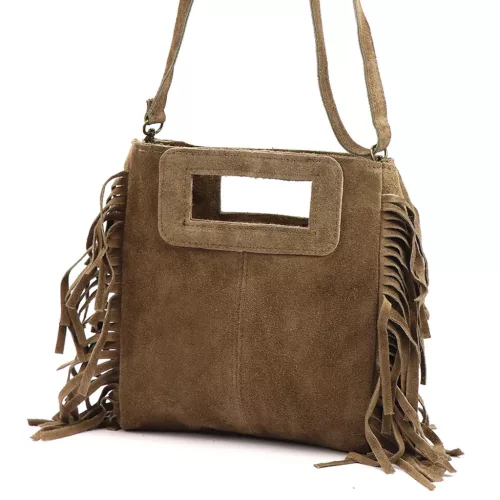 Dámska kožená kabelka Luka 25-072 v lieskovo-orieškovej farbe, crossbody 32 x 30 x 6 cm