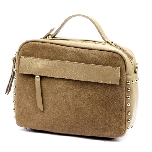  Dámska kožená kabelka Luka 25-062 v lieskovo-orieškovej farbe, crossbody 24 x 17 x 11 cm