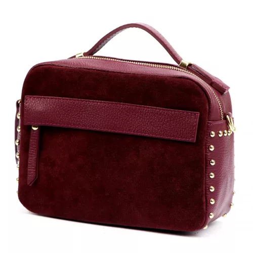  Dámska kožená kabelka Luka 25-062 bordovej farby, crossbody 24 x 17 x 11 cm