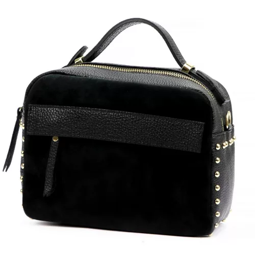  Dámska kožená kabelka Luka 25-062 čierna, crossbody 24 x 17 x 11 cm