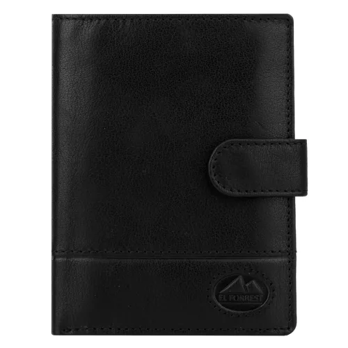  Pánska peňaženka z hovädzej kože EL FORREST 1403-61 s RFID, čierna, 10,5 x 13 x 2,8 cm