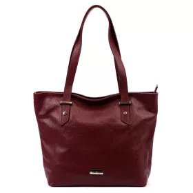   Dámska kožená kabelka MiaMore 01-058 DOLLARO bordovej farby 40 x 30 x 12 cm