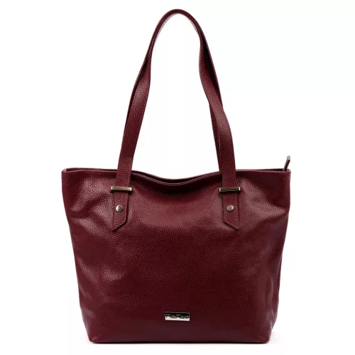 Dámska kožená kabelka MiaMore 01-058 DOLLARO bordovej farby 40 x 30 x 12 cm