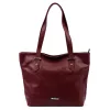 Dámska kožená kabelka MiaMore 01-058 DOLLARO bordovej farby 40 x 30 x 12 cm