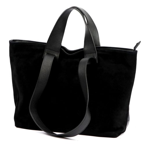  Dámska kabelka Luka 25-077 z čiernej hovädzej kože s lícovou farbou 43 x 30 x 17 cm