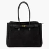  Dámska kabelka cez rameno Camilla PREMIUM 10.004 čierna, semišová, 37 x 24 x 14 cm