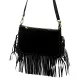  Dámska čierna crossbody kabelka Luka 25-085 z semišovej kože 26 x 16 x 4 cm