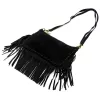  Dámska čierna crossbody kabelka Luka 25-085 z semišovej kože 26 x 16 x 4 cm