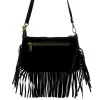  Dámska čierna crossbody kabelka Luka 25-085 z semišovej kože 26 x 16 x 4 cm
