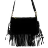  Dámska čierna crossbody kabelka Luka 25-085 z semišovej kože 26 x 16 x 4 cm