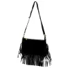  Dámska čierna crossbody kabelka Luka 25-085 z semišovej kože 26 x 16 x 4 cm