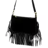  Dámska čierna crossbody kabelka Luka 25-085 z semišovej kože 26 x 16 x 4 cm