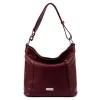  Dámska kožená kabelka MiaMore 01-045 DOLLARO bordovej farby 35 x 30 x 13 cm