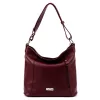  Dámska kožená kabelka MiaMore 01-045 DOLLARO bordovej farby 35 x 30 x 13 cm