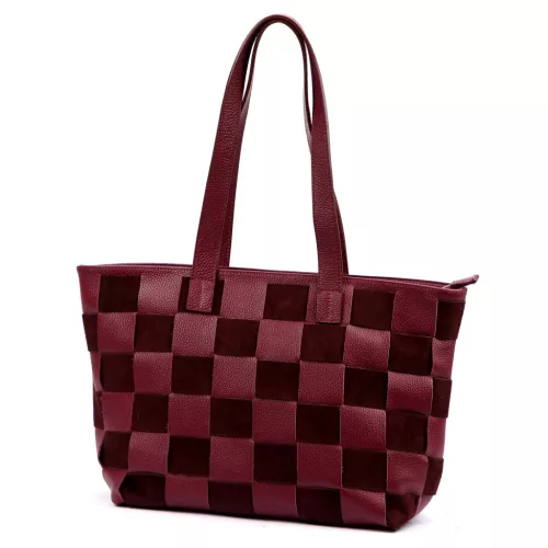  Dámska kožená kabelka Luka 25-080 bordovej farby 45 x 29 x 14 cm