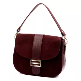    Dámska kabelka Luka 26-001 bordová, crossbody, z semišovej kože, 27 x 21 x 10 cm