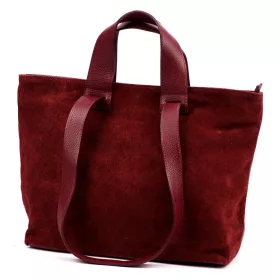    Dámska kabelka z hovädzej kože s lícovou farbou v bordovej farbe Luka 25-077 43 x 30 x 17 cm
