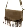  Dámska kabelka cez rameno, crossbody, z semišovej kože v hnedej farbe Luka 25-086, 27 x 17 x 6 cm