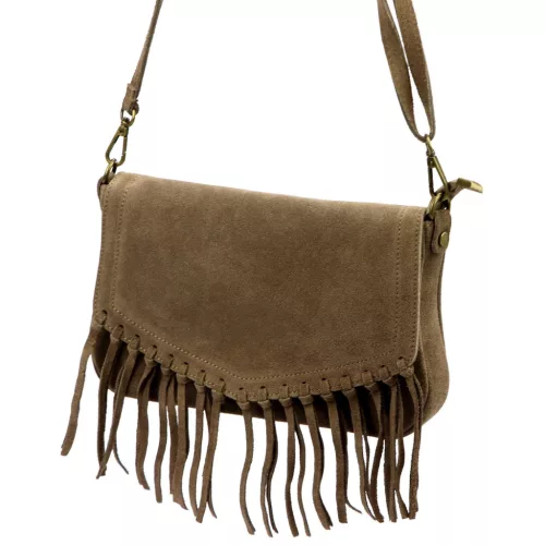  Dámska kabelka cez rameno, crossbody, z semišovej kože v hnedej farbe Luka 25-086, 27 x 17 x 6 cm