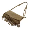  Dámska kabelka cez rameno, crossbody, z semišovej kože v hnedej farbe Luka 25-086, 27 x 17 x 6 cm