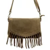  Dámska kabelka cez rameno, crossbody, z semišovej kože v hnedej farbe Luka 25-086, 27 x 17 x 6 cm