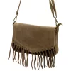  Dámska kabelka cez rameno, crossbody, z semišovej kože v hnedej farbe Luka 25-086, 27 x 17 x 6 cm
