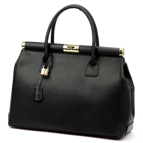  Dámska kožená kabelka Luka 26-002 DOLLARO čierna 35 x 26,5 x 15,5 cm