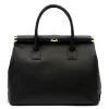  Dámska kožená kabelka Luka 26-002 DOLLARO čierna 35 x 26,5 x 15,5 cm