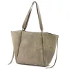  Dámska béžová kabelka cez rameno z semišovej kože Luka 25-079, shopper, 50 x 34 x 17 cm