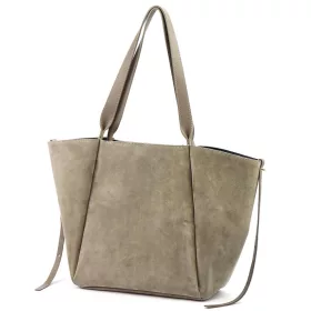    Dámska béžová kabelka cez rameno z semišovej kože Luka 25-079, shopper, 50 x 34 x 17 cm