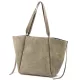  Dámska béžová kabelka cez rameno z semišovej kože Luka 25-079, shopper, 50 x 34 x 17 cm
