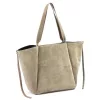  Dámska béžová kabelka cez rameno z semišovej kože Luka 25-079, shopper, 50 x 34 x 17 cm