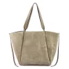  Dámska béžová kabelka cez rameno z semišovej kože Luka 25-079, shopper, 50 x 34 x 17 cm
