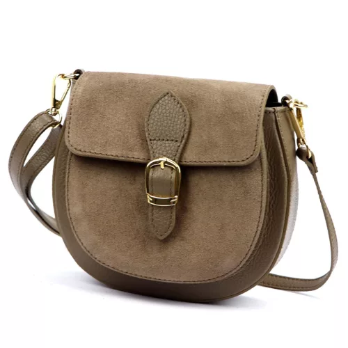  Dámska kožená crossbody kabelka Luka 25-045 béžovej farby 19,5 x 18 x 10 cm