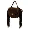  Dámska hnedá semišová kožená kabelka Luka 25-065, crossbody 20 x 15 x 8 cm