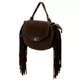    Dámska hnedá semišová kožená kabelka Luka 25-065, crossbody 20 x 15 x 8 cm