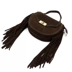    Dámska hnedá semišová kožená kabelka Luka 25-065, crossbody 20 x 15 x 8 cm