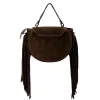 Dámska hnedá semišová kožená kabelka Luka 25-065, crossbody 20 x 15 x 8 cm