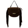  Dámska hnedá semišová kožená kabelka Luka 25-065, crossbody 20 x 15 x 8 cm
