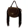  Dámska hnedá semišová kožená kabelka Luka 25-065, crossbody 20 x 15 x 8 cm