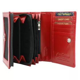    Dámska kožená peňaženka Peterson PTN 74892-NGV s RFID červenou farbou 12 x 9 x 3 cm