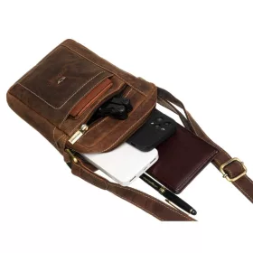    Pánska kožená kabelka Peterson PTN 2505840-NSH hnedá 16 x 21 x 6 cm
