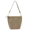  Dámska taupe kabelka cez rameno, crossbody kabelka z semišovej kože Luka 26-018 21 x 20 x 11 cm