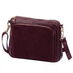    Dámska kožená crossbody kabelka Luka 26-008 bordovej farby 28 x 20 x 10 cm